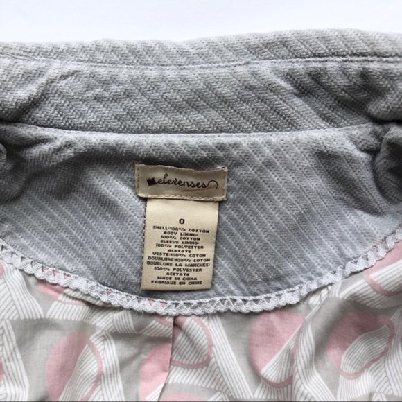 ANTHROPOLOGIE Elevenses Fine Ribbed Double Breasted Cotton Jacket Gray Sz 0 - Picture 8 of 9